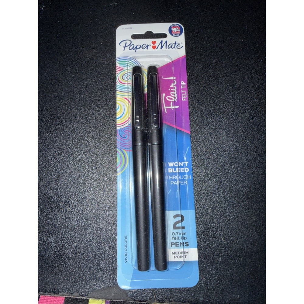 Paper Mate Papermate Flair Felt Pen Medium Point 0.7mm 2ct Black 8432452PP‎